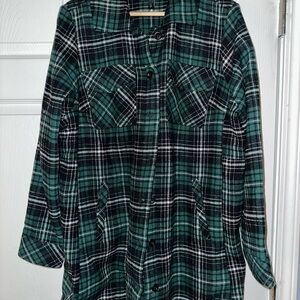 Torrid Green and Black Plaid Utility Jacket